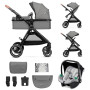 Kinderkraft ESME Poussette 3 en 1 avec porte-bébé Mink PRO I-Size, système de voyage, poussette bébé, poussette pliable, pour no