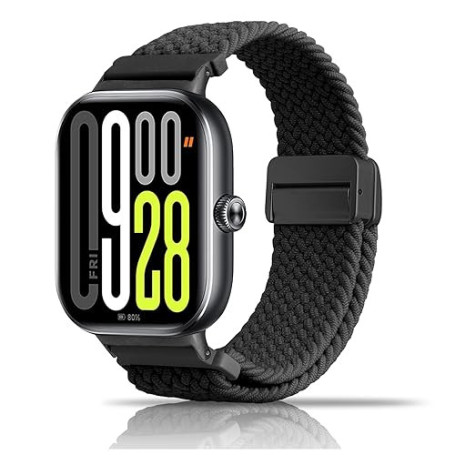 chinbersky Bracelet tressé compatible avec Xiaomi Smart Band 8 Pro/9 Pro/Xiaomi Redmi Watch 5/4 - En nylon magnétique - Bracelet