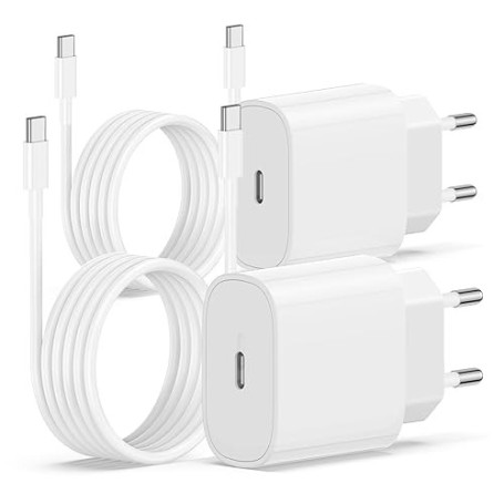 2Pack Chargeur iPhone 17 16 15, 20W USB C Chargeur Rapide 2M Cable C to C pour iPhone 17/17 Pro/16 Pro Max/15 Pro Max/15 Plus/iP