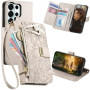 Ysnzaq Coque pour Samsung Galaxy S26 Ultra avec Porte Carte,avec Motif de Fleur et Feuilles en Relief,Cuir Rabat Folio Pochette
