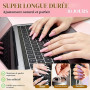 Qufiiry 600 Pcs Faux Ongles Autocollants, 15 Tailles Gel Pad Ongles, Patch Ongles Autocollant pour Faux Ongles, Imperméable, Pou