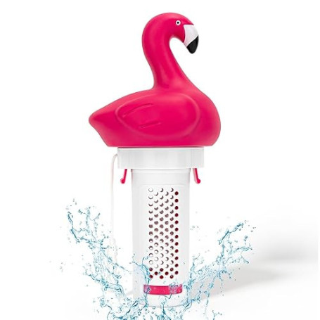 KGC Flotteur de Piscine, Flamingo Distributeur de Chlore Flottant Smaler Compatible comprimés de Chlore de 2,5 cm Flotteur doseu