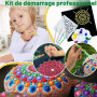 Kit Peinture Mandala, Outils de Pointillage (Dotting Tools), Set Peinture sur Galets et Pierres avec Pochoirs, Pinceaux, Trousse