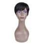 Becus Perruque Femme Naturelle Courts Cheveux Humains Noirs Pixie Cut Perruque Brésiliens Vrais Cheveux Courts Noirs Avec Frange