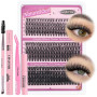 OWill Kit Faux Cils,Cils extension de cils professionnel 300Pcs,Kit extension cils 50D+40D+30D D Curl 10-18mm,Faux cils individu