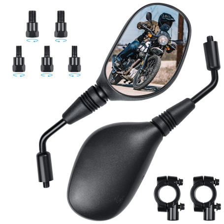 Cretassion Lot de 2 rétroviseurs moto certifiés E/M8 M10, filetage droit/gauche, compatibles scooter, ATV, cyclomoteur, vélo éle