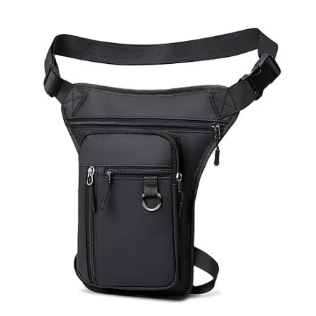 Flintronic Sacoche de Jambe Moto, Sac Tactique de Jambes Étanche, Multifontion Moto Poche Jambe, avec Sangle de Jambe Amovible,