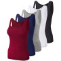 BQTQ 5 Pièces Débardeur Femme Tank Tops Extensibles Crop Top sans Manches Maillots de Corps à Col Carré Débardeur