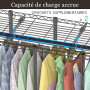 AQRA Portant à Vêtements, Conception de Porte-Pantalons Professionnel,9 Étagères Hauteur Réglable,5 Barres,4 Options d'Assemblag