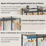 AQRA Portant à Vêtements, Conception de Porte-Pantalons Professionnel,9 Étagères Hauteur Réglable,5 Barres,4 Options d'Assemblag