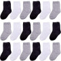 Duufin 18 Paires Chaussettes Bébé Enfant 3 Couleurs Chaussettes pour Garçon et Fille