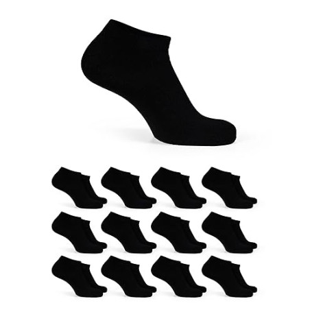 Basic Treasure Lot de 12 paires de socquettes de sport unisexes – Coton respirant – Chaussettes basses – Noir, blanc ou gris | C