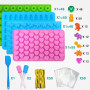 Gemtte Moules à Bonbons en Silicone, 4 Pièces Moule à Bonbon Gommeux avec 2 Pipettes, Moule Bonbon Silicone Réutilisable, Idéal
