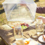 3 Pièces Cloche Alimentaire Pliable Anti Insectes, Anti-mouche Couvercle de Nourriture en Maille Pliant Tente Parapluie pour Bar