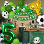 Ballon Anniversaire Football 5 Ans, Football Anniversaire Décoration 5 Ans Enfants, Décorations de Fête de Football, Ballon Vert