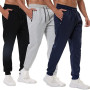 Bsrpolry Lot de 3 pantalons de survêtement athlétiques pour homme avec poches zippées, pantalon de jogging pour homme