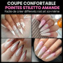 UNA GELLA Capsule Américaine Ongles Amande, 216 Pièces 12 Tailles Préformées Ongles Stiletto Long pour Extensions Acryliques & D