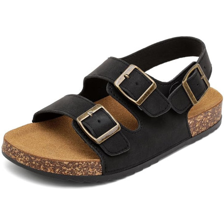 zaxunai Mules Femme Sandales,Homme Antidérapantes Sabots Été Plates En Liège Sandales,Mode Réglables Boucles Plateforme Chausson