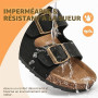 zaxunai Mules Femme Sandales,Homme Antidérapantes Sabots Été Plates En Liège Sandales,Mode Réglables Boucles Plateforme Chausson