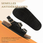 zaxunai Mules Femme Sandales,Homme Antidérapantes Sabots Été Plates En Liège Sandales,Mode Réglables Boucles Plateforme Chausson