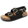 zaxunai Mules Femme Sandales,Homme Antidérapantes Sabots Été Plates En Liège Sandales,Mode Réglables Boucles Plateforme Chausson