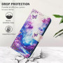 ILING Coque pour Samsung Galaxy A17 5G/4G, Élégante Fleurs et Animés Mignons Femme Étui, Portefeuille PU en Cuir Flip Antichoc H