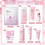 Sakura Kit de soin du visage 11 pièces, kit de soins de la peau quotidiens, avec nettoyant, toner, nettoyage et soin du visage,