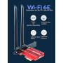 Carte WiFi 5400Mbps PCIe WiFi 6E Bluetooth5.3, Intel WiFi 6E AX210, Tri-Bandes (6GHz/5GHz/2.4GHz) Carte WiFi 6 pour PC Win 11/10