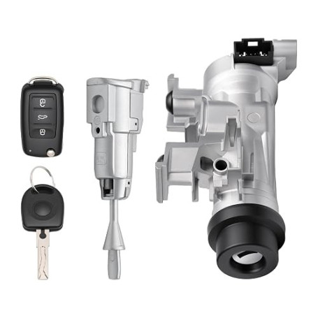 Konuooer Contacteur d'allumage avec 1 clé, 1 télécommande et 1 verrou d'allumage pour Audi A3 Q3 TT Seat Leon Beetle Golf 5 Boît