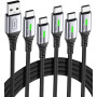 INIU Câble USB C [Lot de 5], Cable USB vers USB C 3,1A Charge Rapide, Cable Type C en Nylon pour Chargeur iPhone 15 Samsung Gala