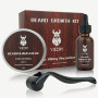 Kit de Croissance de Barbe VIKICON, Rouleau de Derma à barbe + Huile de Sérum de Croissance de Barbe + Baume à Barbe, Cadeau Par