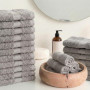 Todocama - Lot de 24 Serviettes de Toilette (30 x 30 cm) 100% Coton Doux et Absorbant, 550 g/m² Premium, Gris Clair