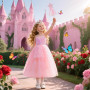 TOSZOLY Robe Glinda Enfant de Princesse, Glinda Costume Princesse Rose avec Accessoires de Baguette Magique Princesse Couronne, 