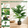 Der Rose Plantes Artificielles Interieur Monstera en Pot,71cm Fausse Plante Idéal pour la Décoration de Salon, Chambre, Bureau e