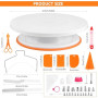 AEVORA Lot d'accessoires de gâteau (61 pièces) Plateau à gâteau rotatif avec douilles en acier inoxydable, poche à douille, spat