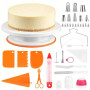 AEVORA Lot d'accessoires de gâteau (61 pièces) Plateau à gâteau rotatif avec douilles en acier inoxydable, poche à douille, spat
