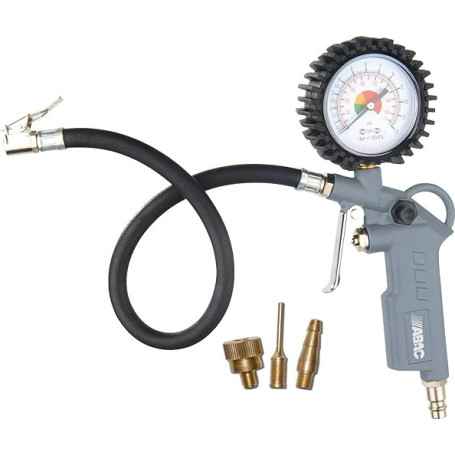 ABAC Pistolet de Gonflage de Pneus 3 Pièces pour Compresseur G-580, Comprenant un Gonfleur de Pneus avec Manomètre et 3 Embouts