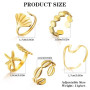 DIELOVEHUA 5 Pièces Bague Acier Inoxydable Femme, Bague Coquillage Etoile de Mer, Bagues Réglables Empilables en Or, Minimaliste