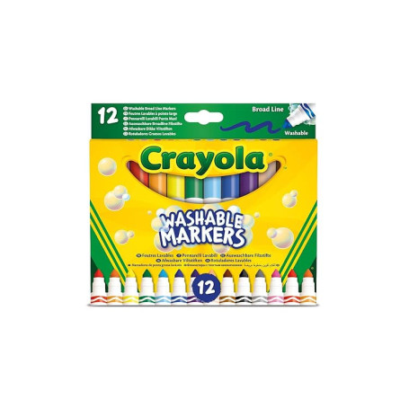 Crayola-12 Feutres lavables à pointe Maxi en fibre super résistante, 58-8340