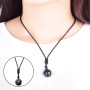 zalati Collier Pendentif Obsidienne Naturelle avec Corde Tressée Style Yeux Arc-en-Ciel pour Cadeau Chanceux en Pierre Perle