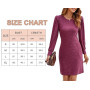 Wantonfy Robe Femmes Robe Pull d'hiver à Manches Longues pour Femme Couleur Unie Élégant Col Rond Robe