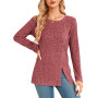 NARRAME Pull pour Femme Tunique à Manches Longues avec Boutons et Fente sur Le Devant