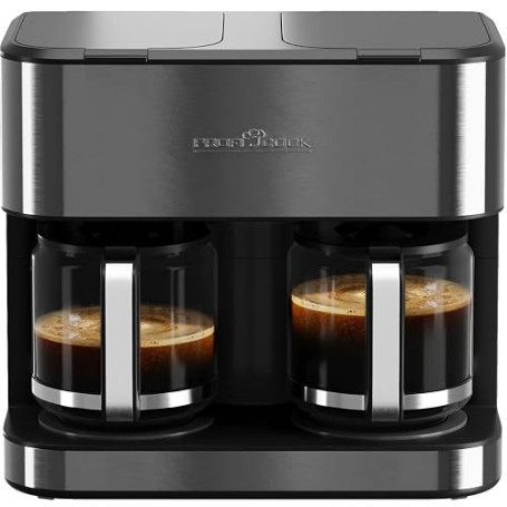 ProfiCook® PC-KAD 1308 Machine à café double, 3,6 l, jusqu'à 32 tasses, 2 systèmes de percolation séparés, boîtier en acier inox