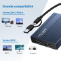 Acasis Adaptateur DisplayLink USB C vers Double HDMI, 2 HDMI, 100 W PD Charging, Station d'accueil DisplayLink pour Apple Mac M1