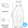 LUPATDY Lot de 2 bouteilles en verre avec couvercle de 1 l - Bouteilles de lait avec bouchon à vis - Bouteilles de jus à remplir