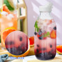 LUPATDY Lot de 2 bouteilles en verre avec couvercle de 1 l - Bouteilles de lait avec bouchon à vis - Bouteilles de jus à remplir