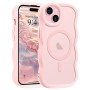 Pepmune Coque Magnétique pour iPhone 15 [Compatible avec Magsafe] Translucide Mat Cadre Vague Bouclée Coque de Téléphone Slim Fi