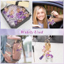 JSRQT Porte-clés Lettre Initiale, Porte-clés Alphabet en Résine Violettes pour Femme Filles avec Pendentif Papillon et Pompon, S