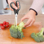 Vutyvve Ciseaux de cuisine, lames en acier inoxydable, manche souple, ensemble de ciseaux de cuisine multifonctionnel, noir/gris