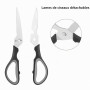 Vutyvve Ciseaux de cuisine, lames en acier inoxydable, manche souple, ensemble de ciseaux de cuisine multifonctionnel, noir/gris